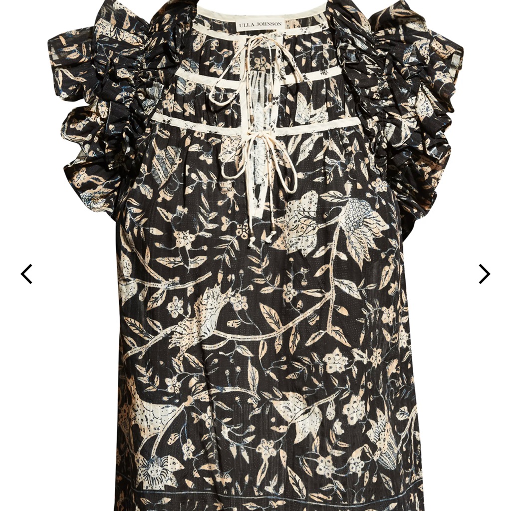 Asmara Frill-Sleeve Front-Tie Floral Top
